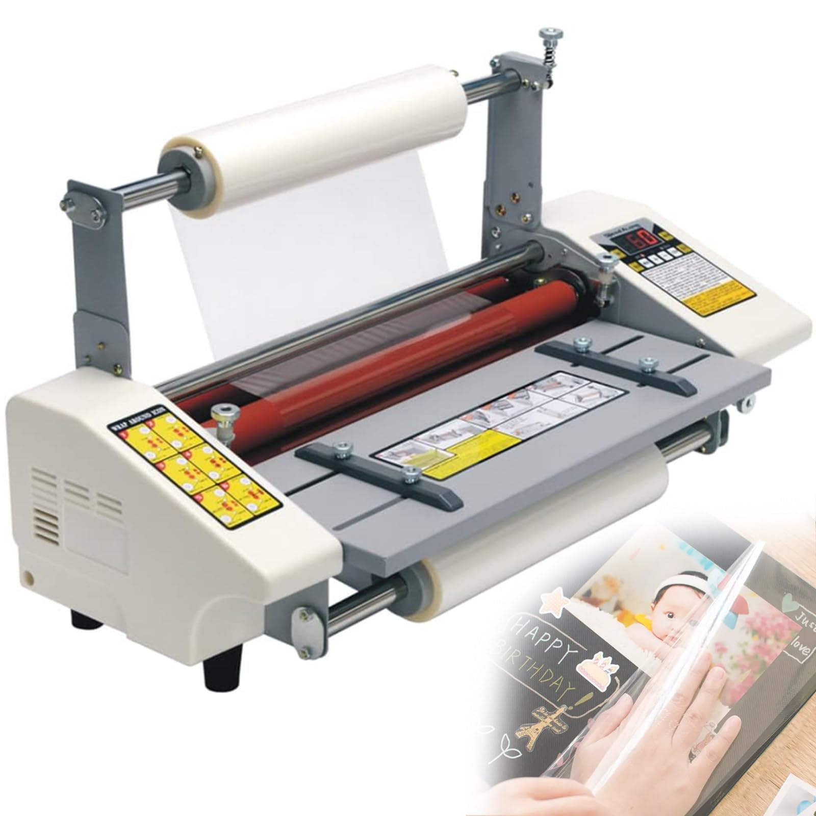 Laminator Na Gorąco Na Zimno,Jedno- I Dwustronna Maszyna Do Laminowania Termicznego Z Wyświetlaczem Cyfrowym, Laminator Do Dokumentów Fotograficznych Dla Rodzinnego Biura Szkolnego