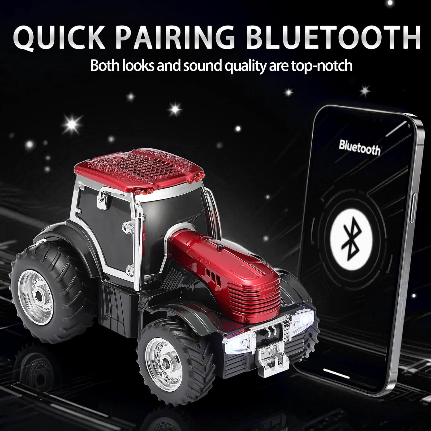 WSTER WS-560 Farm Tractor Bluetooth Speaker with LED Lights (Red) image 4