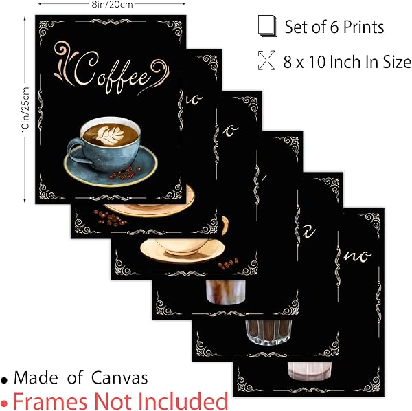 SUPERDANT 6 Pz Caffè Stampe su Wall Art Immagini Coffee Bar Decorazioni Da Parete Coffee Sign Kitchen Wall Art per Modern Home Dining Room Senza Quadro - 2