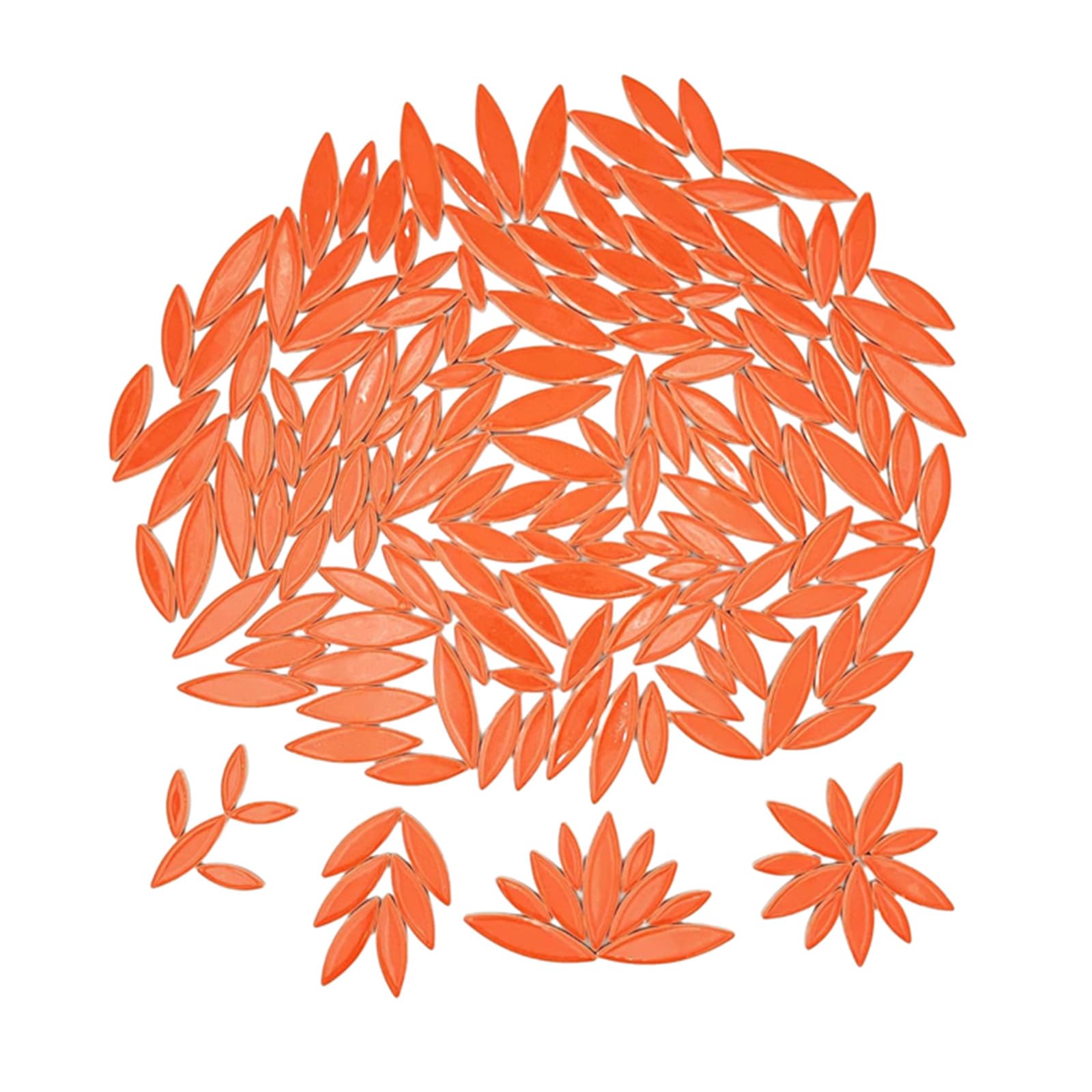 Pièces de mosaïque de pétales en céramique orange pour une décoration murale élégante