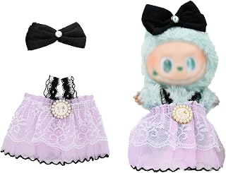 2-Piece Doll Outfit Set for Labubu Dolls – Hair Clip and Dress Set, Adorable Clothing Accessories for 17cm Dolls (Doll Not Included)_LSPurple