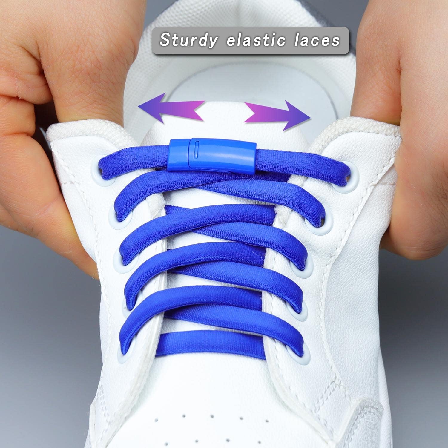 (1 Pair) Elastic No Tie Shoelaces with Metal Buckles Shoe