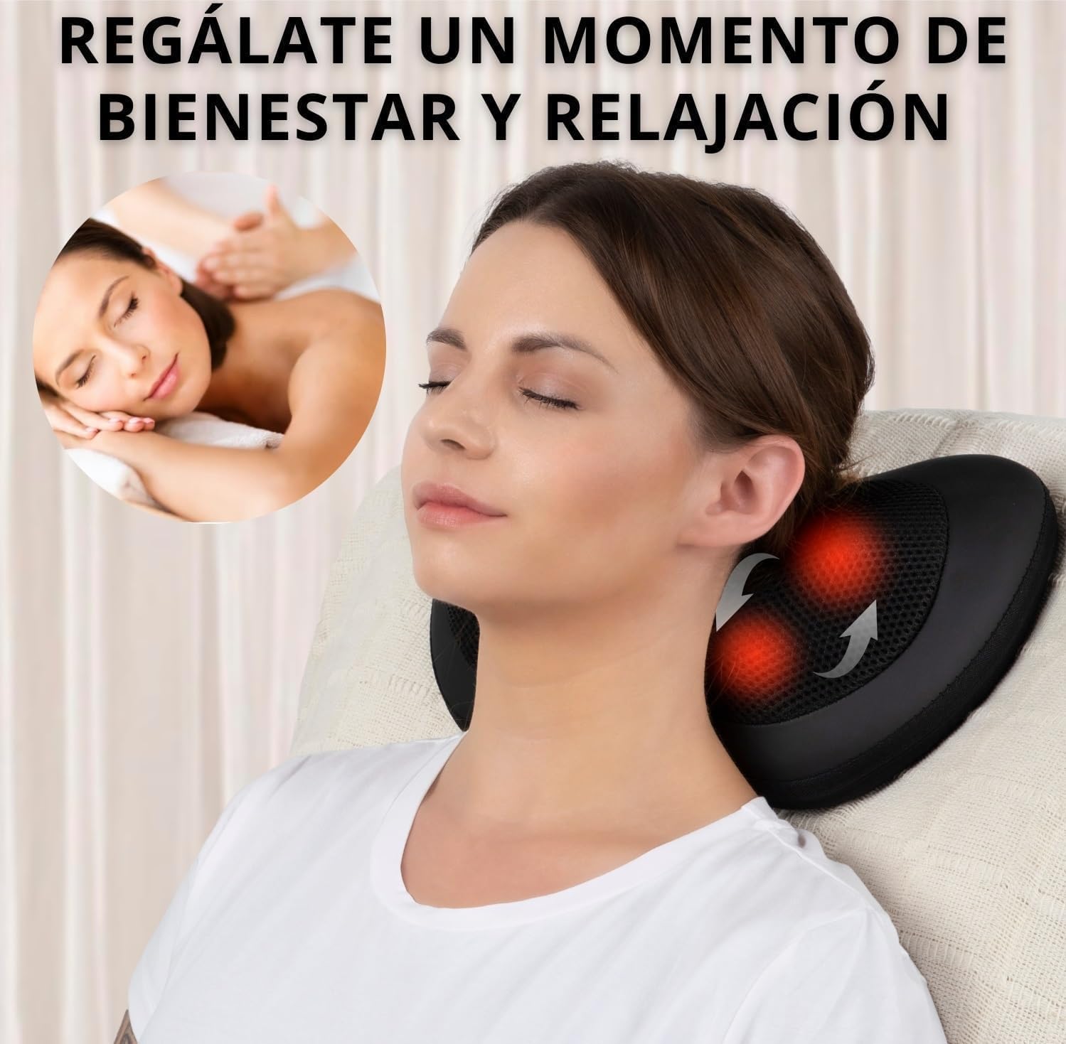 Cojín Masajeador Cervical y Espalda, Masajeador Giratorio Para el Alivio Muscular con Función de Calefacción, Masajeador de Cuello Shiatsu, Regalo Original para Mujer o Hombre