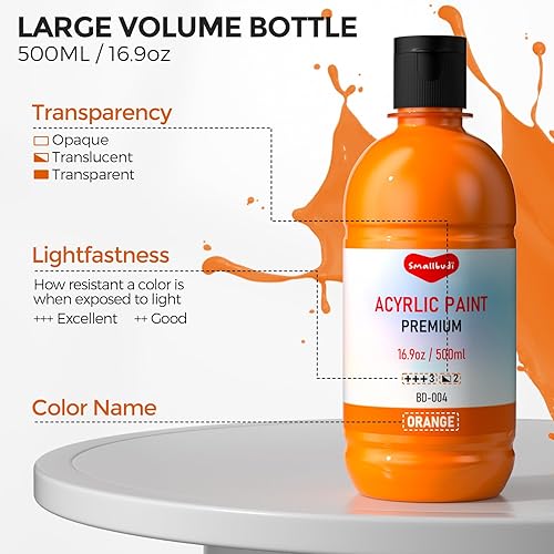 Miniatura 3 de Juego de pintura acrílica grande de 25 colores (16.9 onzas, 16.9 fl oz), pintura acrílica a granel no tóxica, suministros de pintura artística en