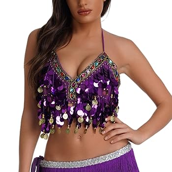 Metallic Sequin Crop Top for Women Spaghetti Strap V Neck