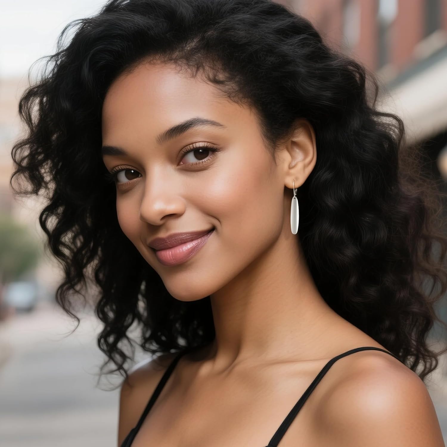 925 Sterling Silver Dangle Earrings Hypoallergenic Leverback 14K Gold Plated Dangle Oval Earrings for Women, ALEXCRAFT Silver Geometric Earring Drop Dangling Dangly Earings - Image 6