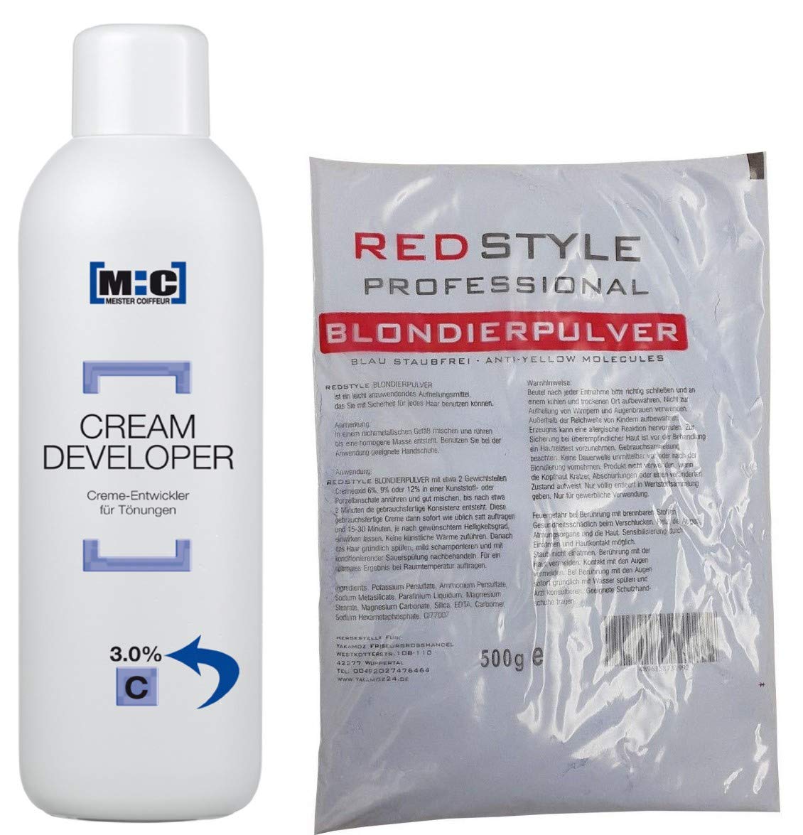 M:C MEISTER COIFFEUR [ CREAM DEVELOPER 3% ] - 1000ml + 500g Blondierpulver