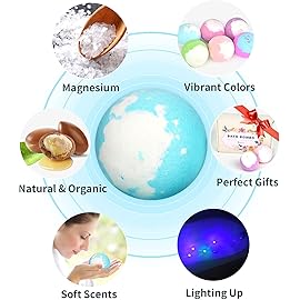 Light Up Bath Bombs with Surprise Inside, 4.23 oz XL Natural Gift Set 6 with Essential Oils, Magnesium Large Bath Bombs for Women Relaxing Spa Skin Moisturize Gifts for Women