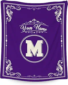 Personalized Blanket with Name, Initial Throws Gift for Girls, Soft Anniversary Birthday Gifts for Her, Cozy Flannel Throw Blankets for Couch Sofa, 40x50 Inches