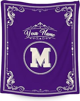 Personalized Blanket with Name, Initial Throws Gift for Girls, Soft Anniversary Birthday Gifts for Her, Cozy Flannel Throw Blankets for Couch Sofa, 40x50 Inches