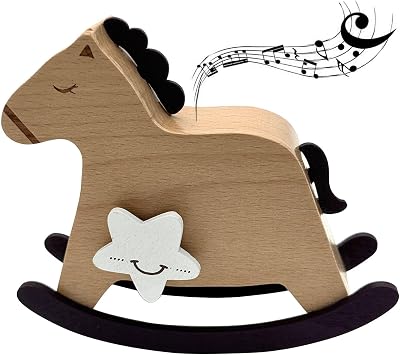 Pursuestar You are My Sunshine Wooden Rocking Horse Wind Up Music Box, YunSheng Mechanism Movement Musical Gift for Women Girls Boys Christmas Birthday