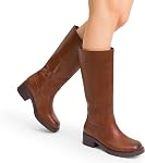DREAM PAIRS Women Knee High Wide Calf Boots | square toe, low chunky heel 1.8-inch, side zipper, cushioned sole, riding, moto, banana, daily, fall, winter, all-season