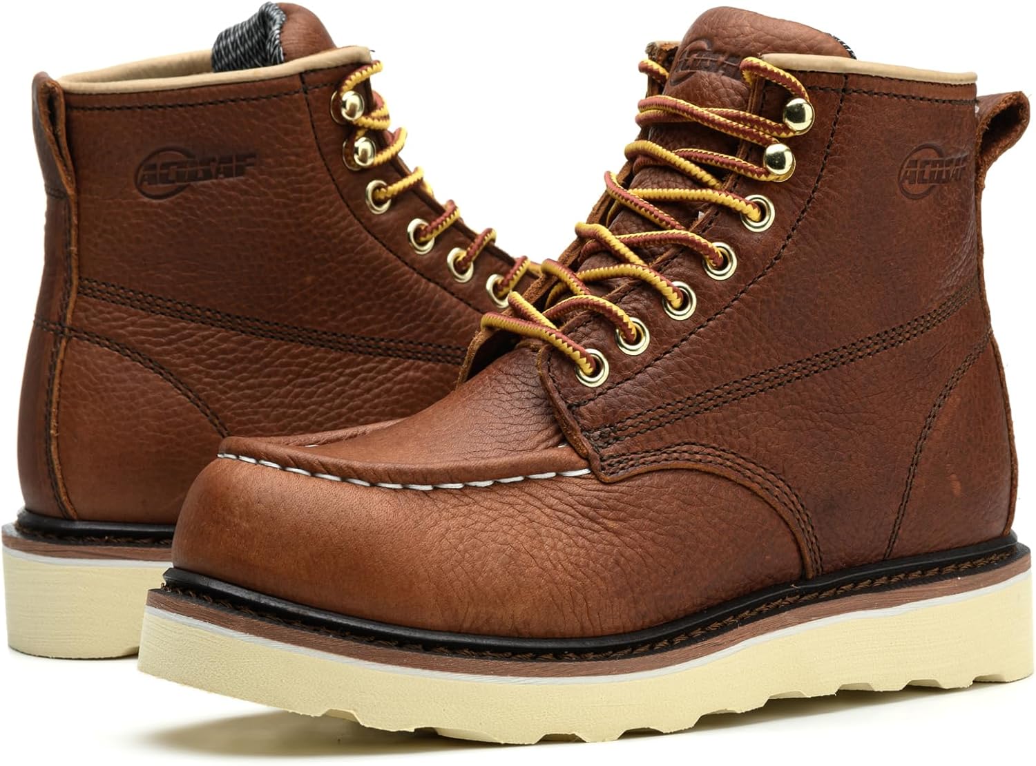 Work Boots for Men - 6 Inch Wedge Soft Toe Mens Work Boots, Waterproof Construction Work Shoes - Image 6