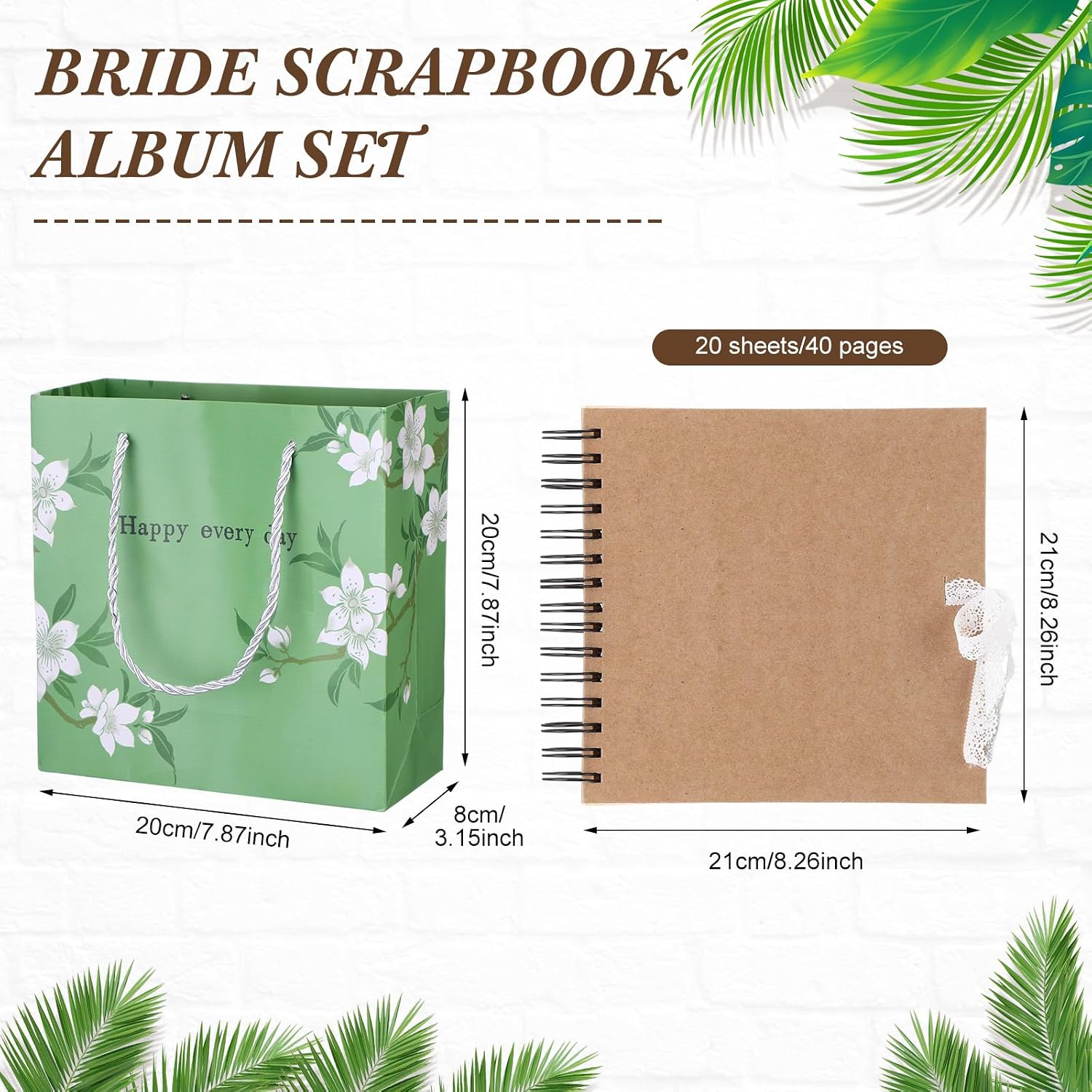 Wedding Guest Book Letters to The Bride Scrapbook, Wedding Planner Book and Organizer with DIY Blank Paper Photo Album and Flower Stickers, Decorative Paper, Slips, Photo Frames, Adhesive Strips