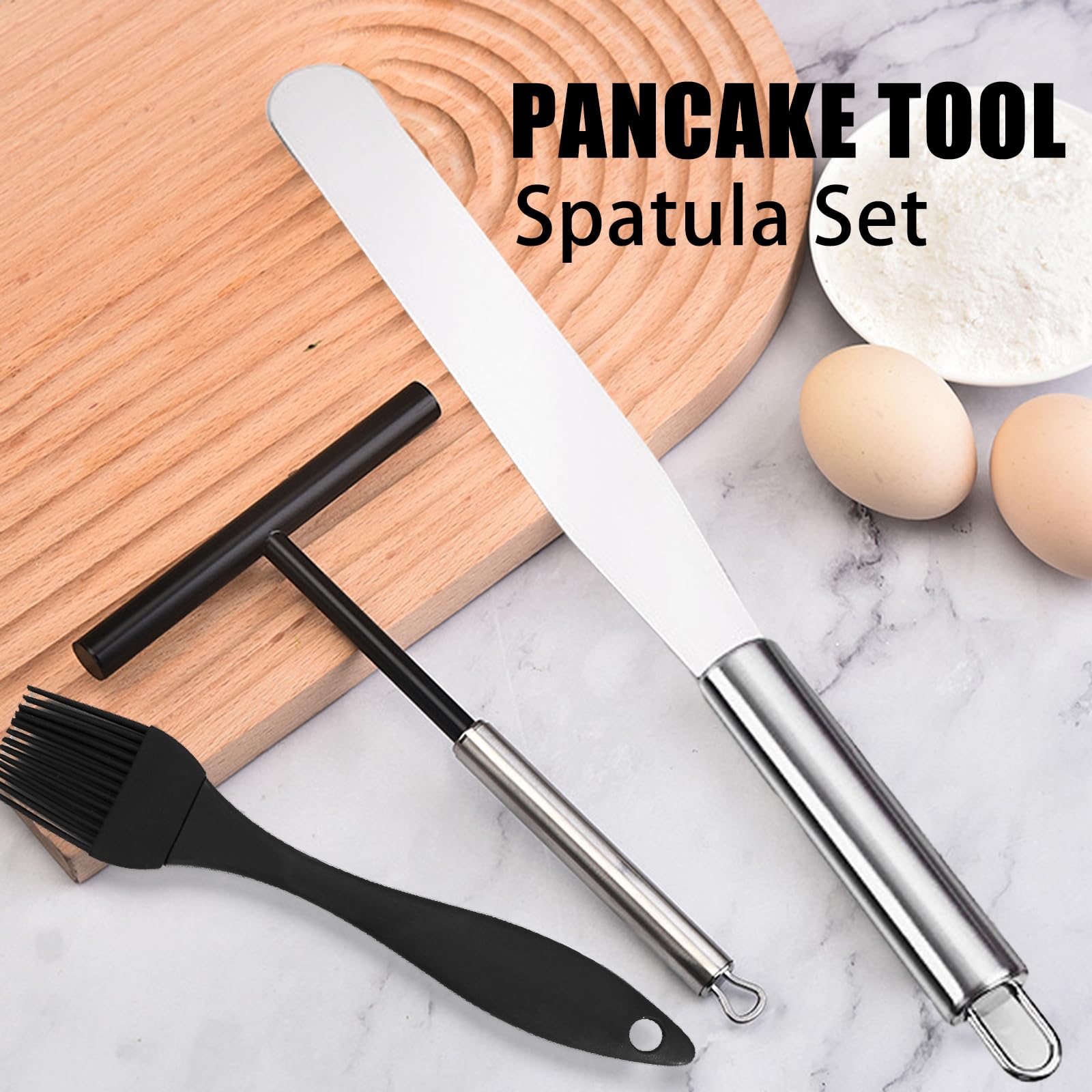 Pannenverdeler, pannenkoeken-accessoires, pannenkoekenset, roestvrij staal, deegverdeler, pannenkoeken, spatel, deegverdeler voor thuis, keuken, bakken, bakken, bakgereedschap