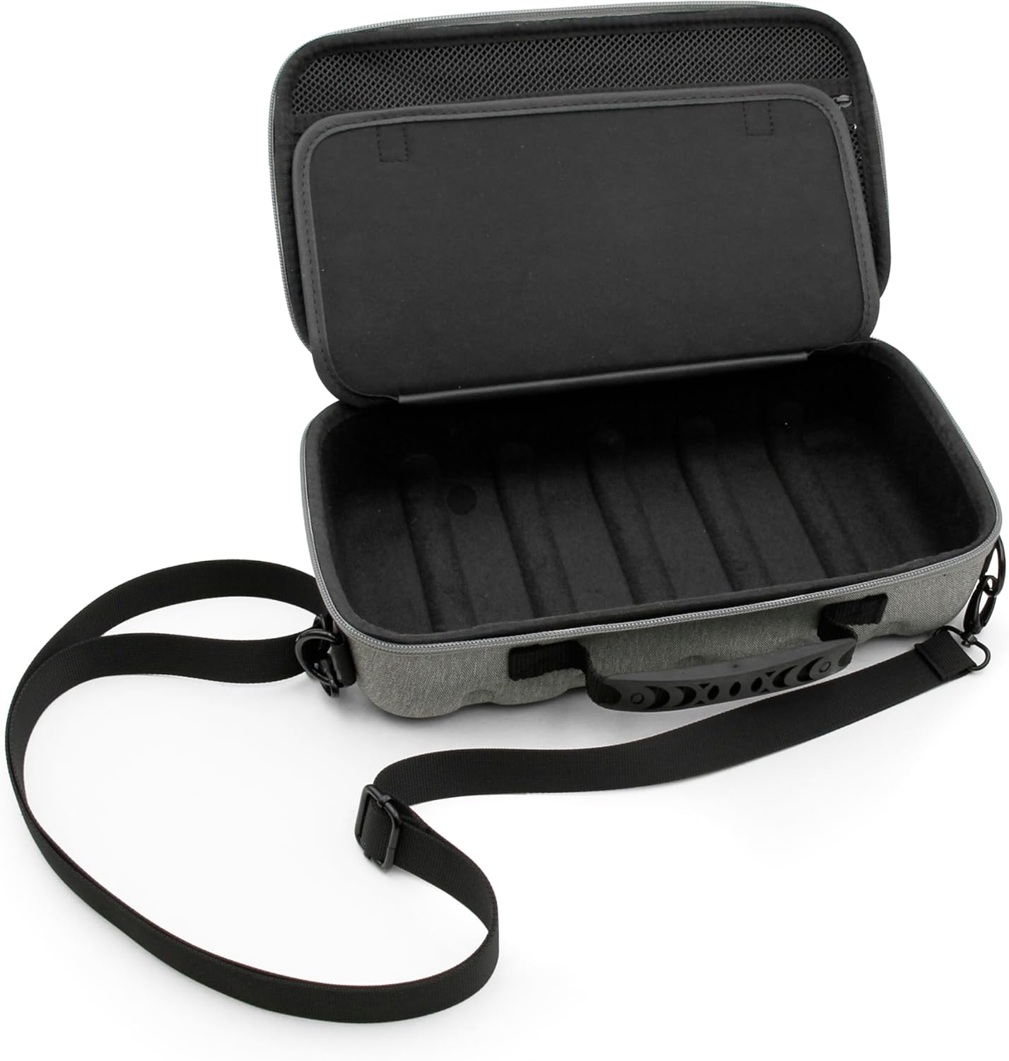 CASEMATIX Travel Case Compatible with Audio-technica AT-SB727 Portable Turntable Sound Burger Vinyl Record Player - Includes Carry Case Only with Handle and Shoulder Strap, Grey - Image 7