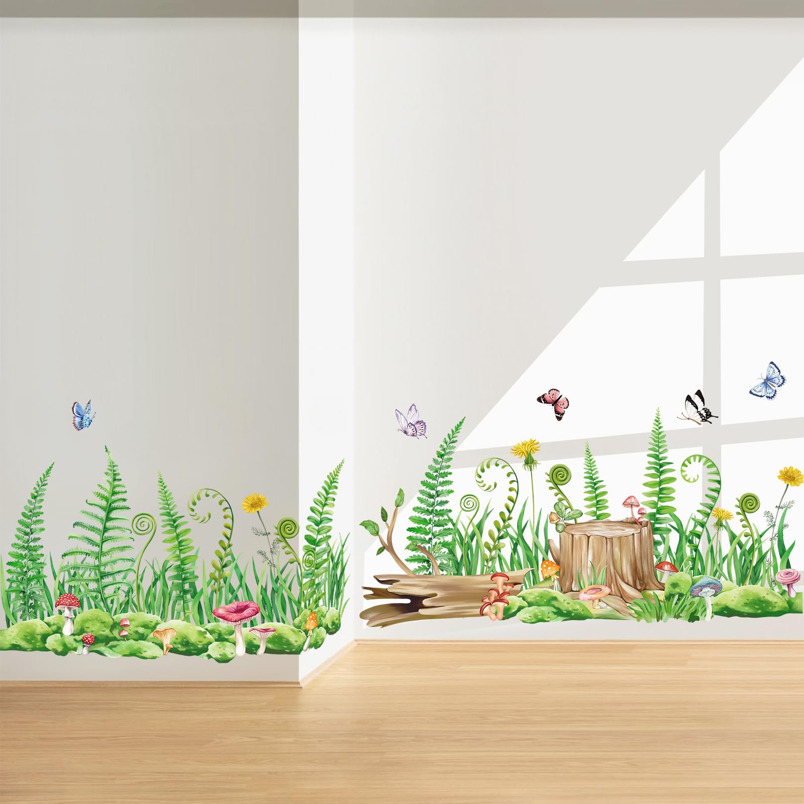 Stickers plantes vertes et papillons pour créer un coin nature de salon