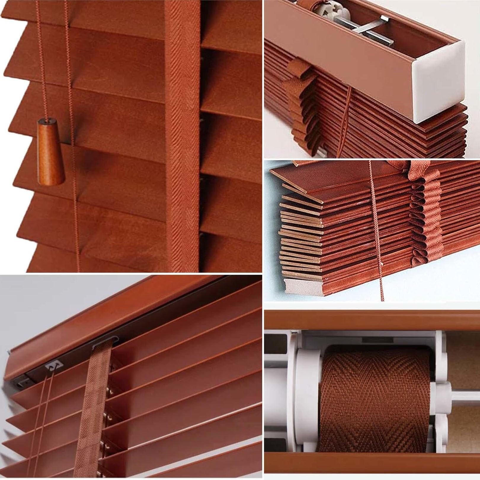 DIOB Cortinas de oscurecimiento de Madera Maciza,Persianas horizontales venecianas,Lamas de 50 mm,Tonos de Madera de privacidad,Persianas de Ventanas (Size : 90x150cm/35.5x59in)
