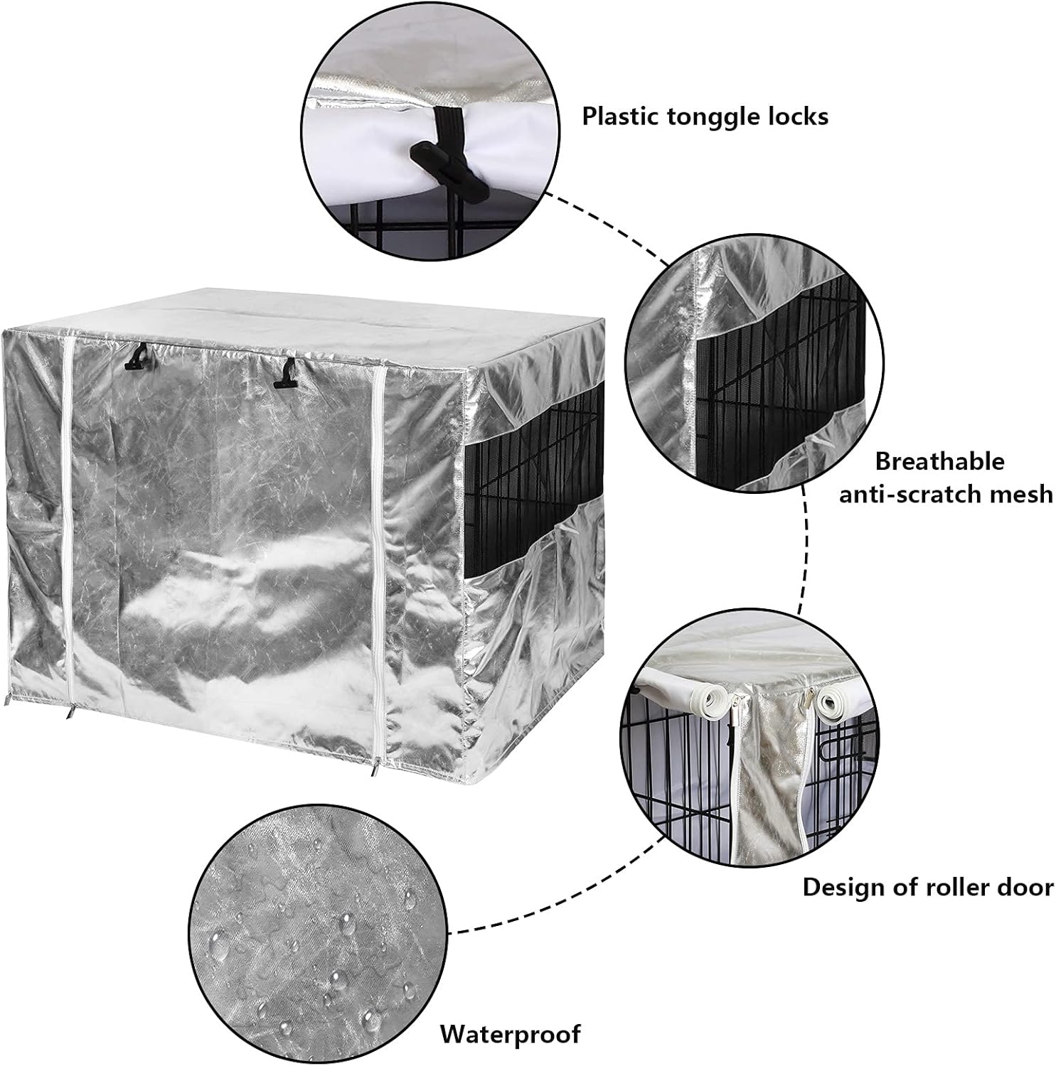 Geyecete Dog Crate Covers Durable Reflective material sunshade