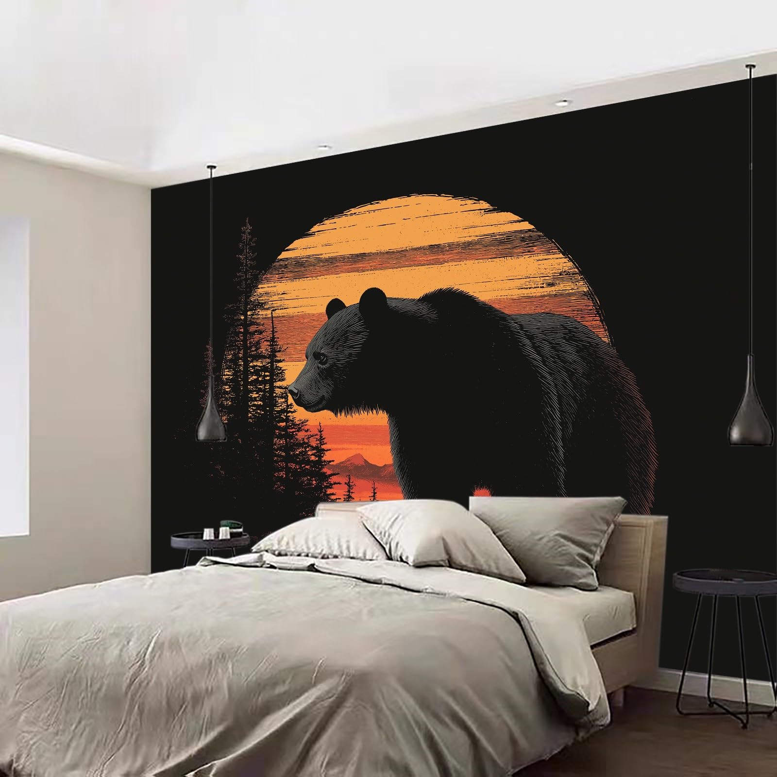 Tapeta ścienna z motywem zwierzęcym czarnym niedźwiedziem, tapeta ze zdjęciem, motyw zwierzęcy, czarny miś, tapeta ścienna, 350 x 256 cm (szer. x wys.), dekoracja ścienna, tapeta ścienna, dekoracja