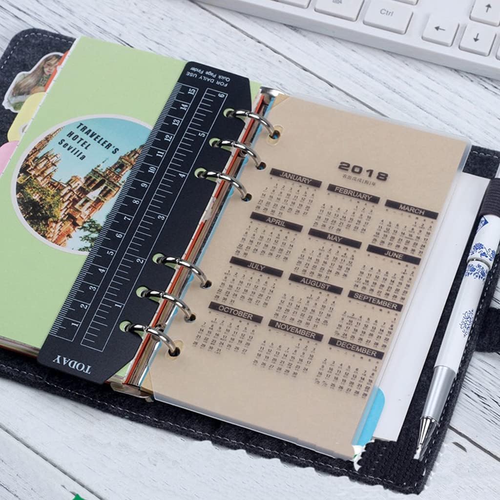 Bookmark Scale Ruler,2Pcs Black/Clear Plastic Page Marker Pouch Pagefinder Measuring Ruler for A5/A6 Size 6-Hole Binder Notebook for Students image 5