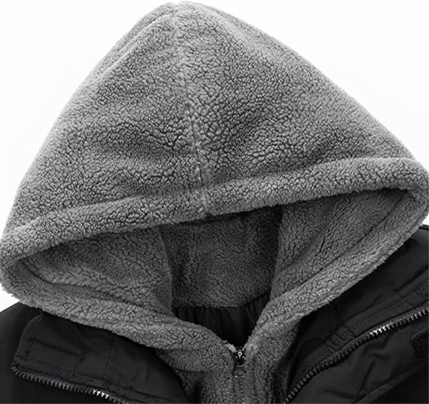 Men's Winter Jacket Warm Thick Fur Hooded Snowboarding Overcoat Casual Windproof Windbreaker Outerwear