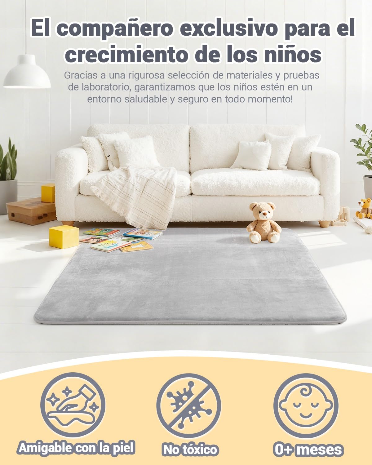 Alfombra Bebe Gruesa Antideslizante,Tapete Bebe Relleno Esponja