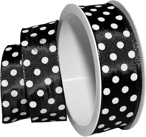 Morex - Cinta de lunares, grogrén, 1 pulgada por 4 yardas, color negro