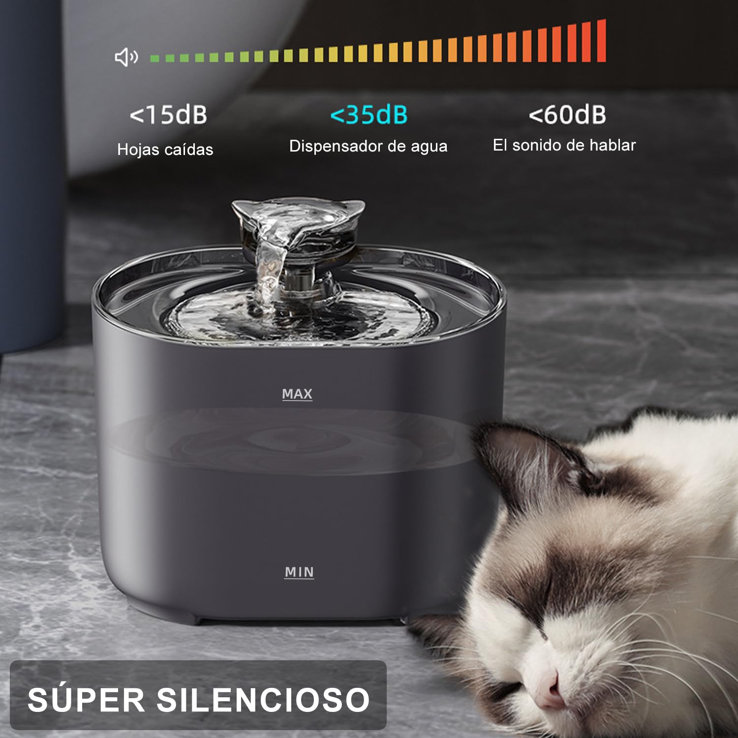 MXCOCO Fontaine d'eau pour chat, 2,2 l avec lumière LED