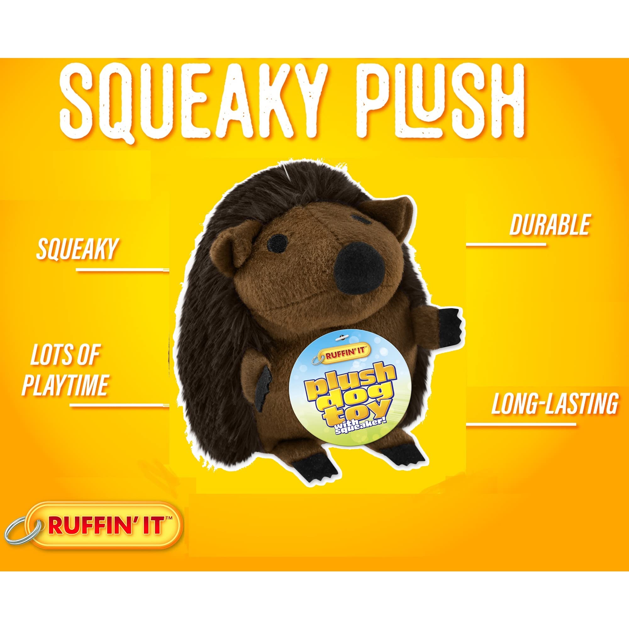 Westminster Pet Ruffin' It Plush: Large Hedgehog - Plush Wildlife Dog Toy with Squeaker, Realistic, Safe & Durable, Soft Material