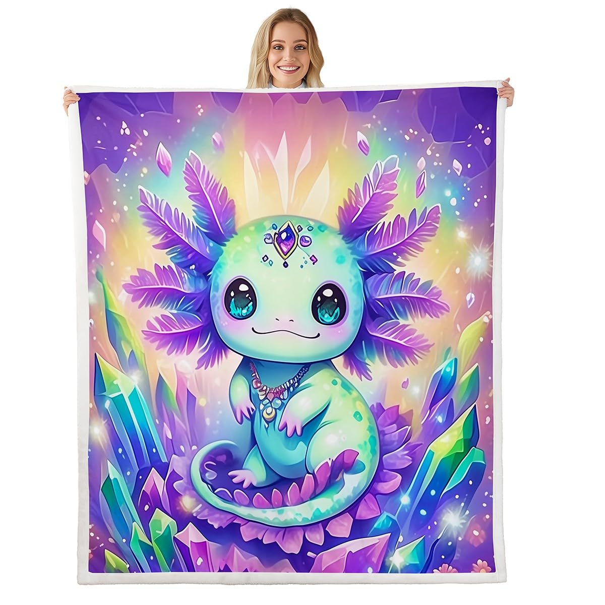 Couverture canapé salamandre axolotl pour cocooning déco océan dans la chambre