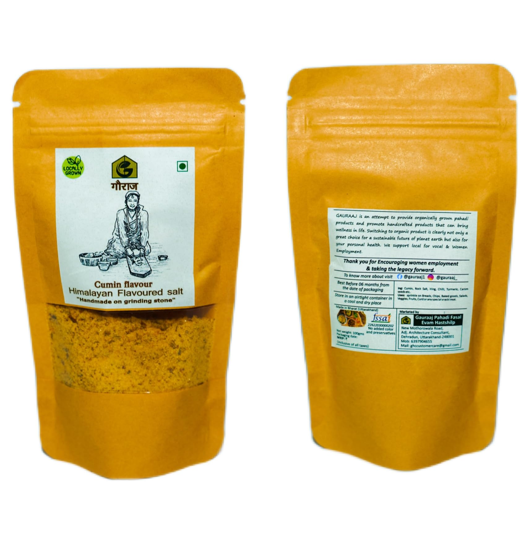 Gauraaj Handgrounded Cumin Flavored Salt – 100g | Organic Himalayan Pahadi Pisyu Loon Seasoning/Jeera Namak | Low Sodium & Full Flavor | No Preservatives & Chemical Free | Sourced from Uttarakhand - Image 2 thumbnail