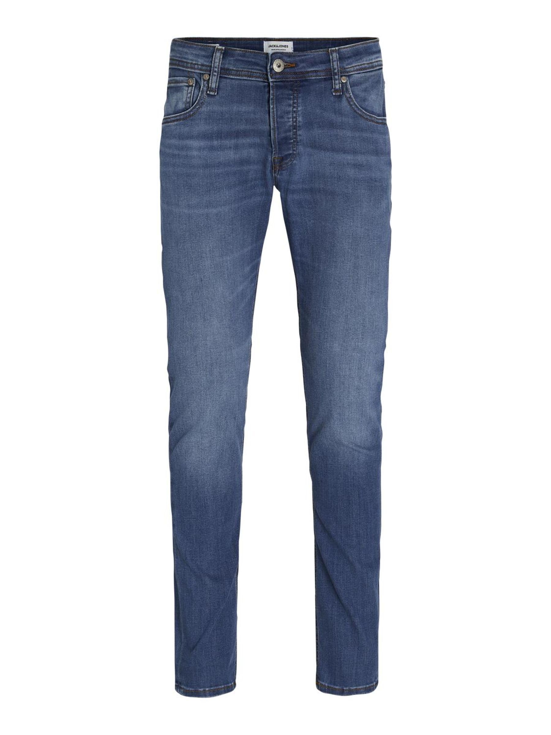 JACK & JONES Jeans Slim Fit a Vita Bassa. Chiusura con Patta e Bottoni.