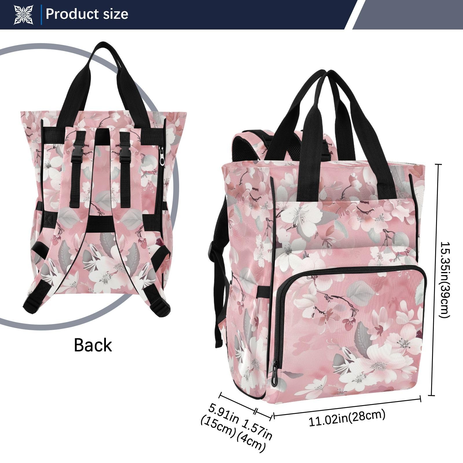 Mochila para pañales para mamás y papás, color rosa pálido puro