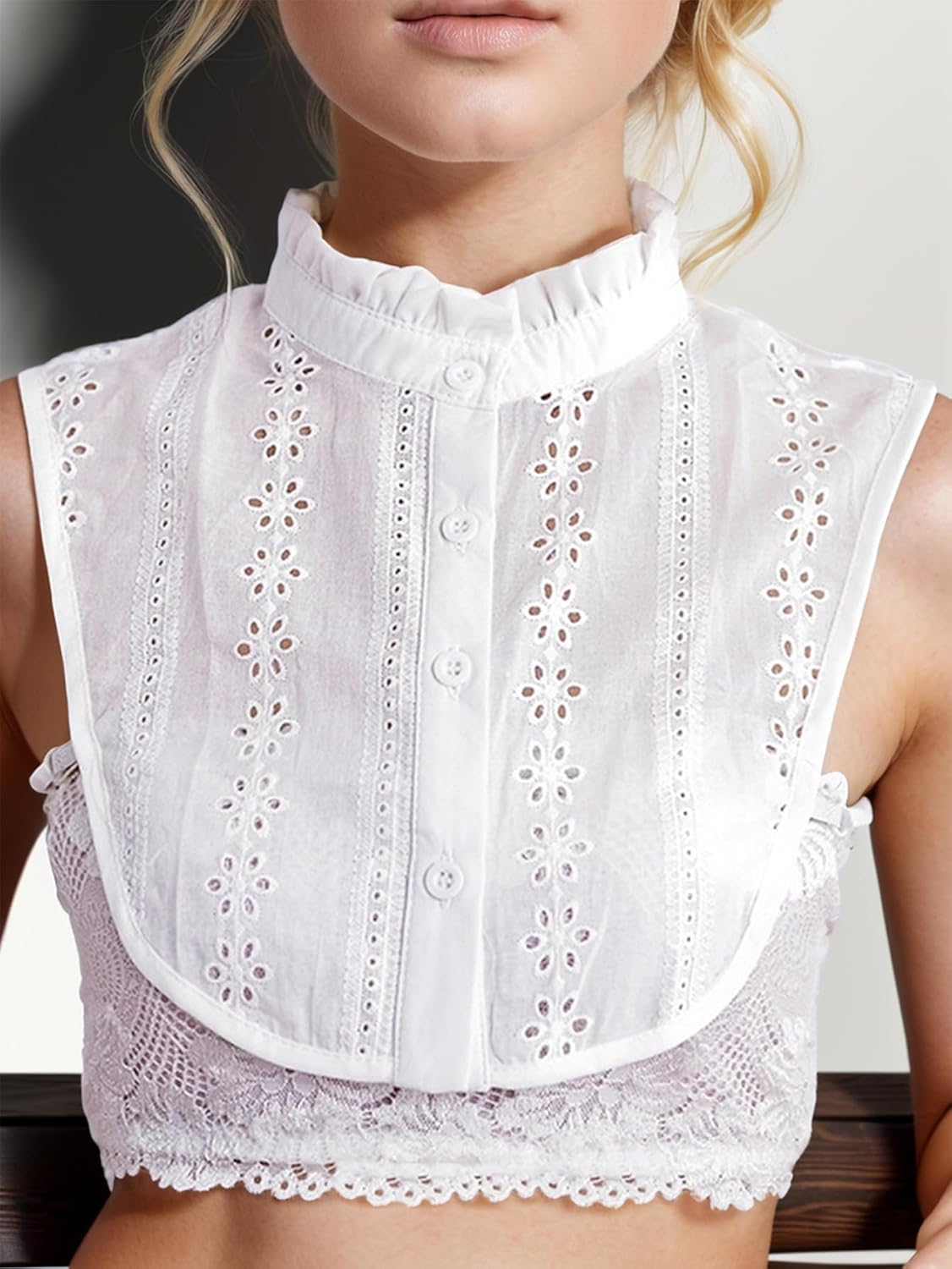 Jacquard Pure Cotton Fake Collar Comfortable and Breathable Hollow Out Dickey Collar Collar for Women & Girls - Image 3