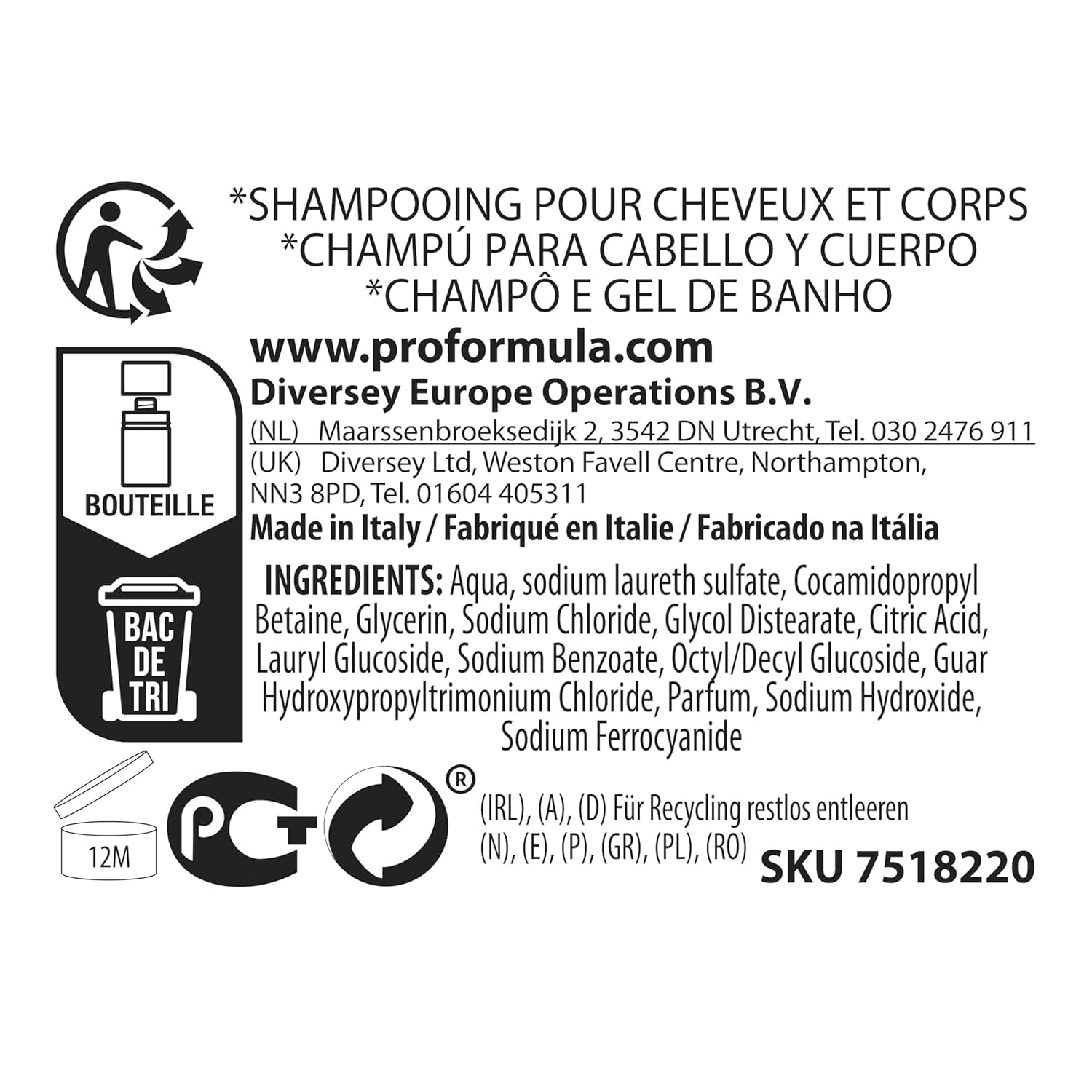2in1 Duschgel und Shampoo, Körperpflege für Hotel & Pension, Hotelpackung 50 x 19 ml (Mini)