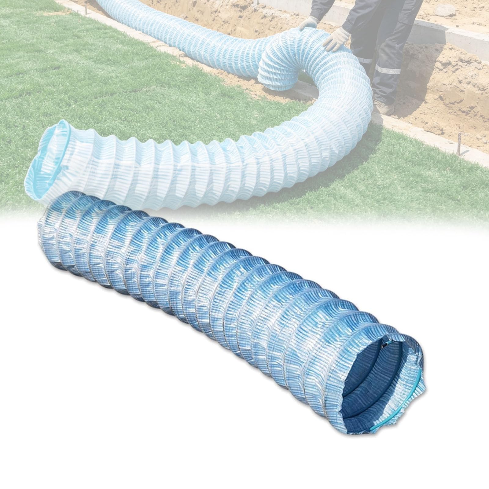 Tuyau d'évacuation ondulé perforé de 5,1 cm avec filtre non tissé, perméabilité toutes directionnelles pour drainage souterrain de jardin paysager (42 m)