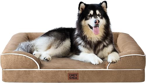 Miniatura 209 de EHEYCIGA – Cama ortopédica mediana impermeable para perros medianos, de espuma viscoelástica tipo caja de huevos, con bordes elevados y base