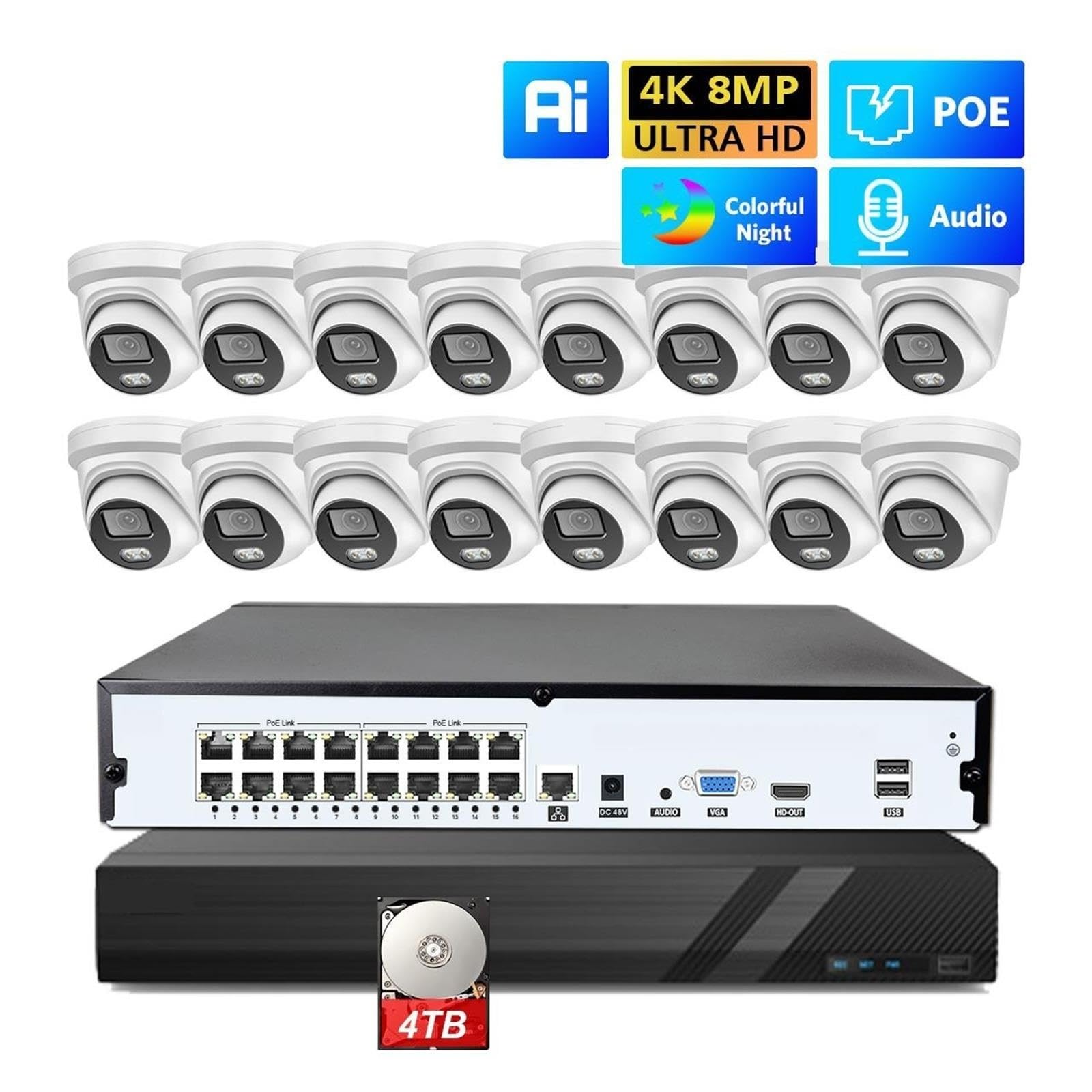 Sistema di telecamere di sicurezza CCTV 16CH 4K 8MP PoE