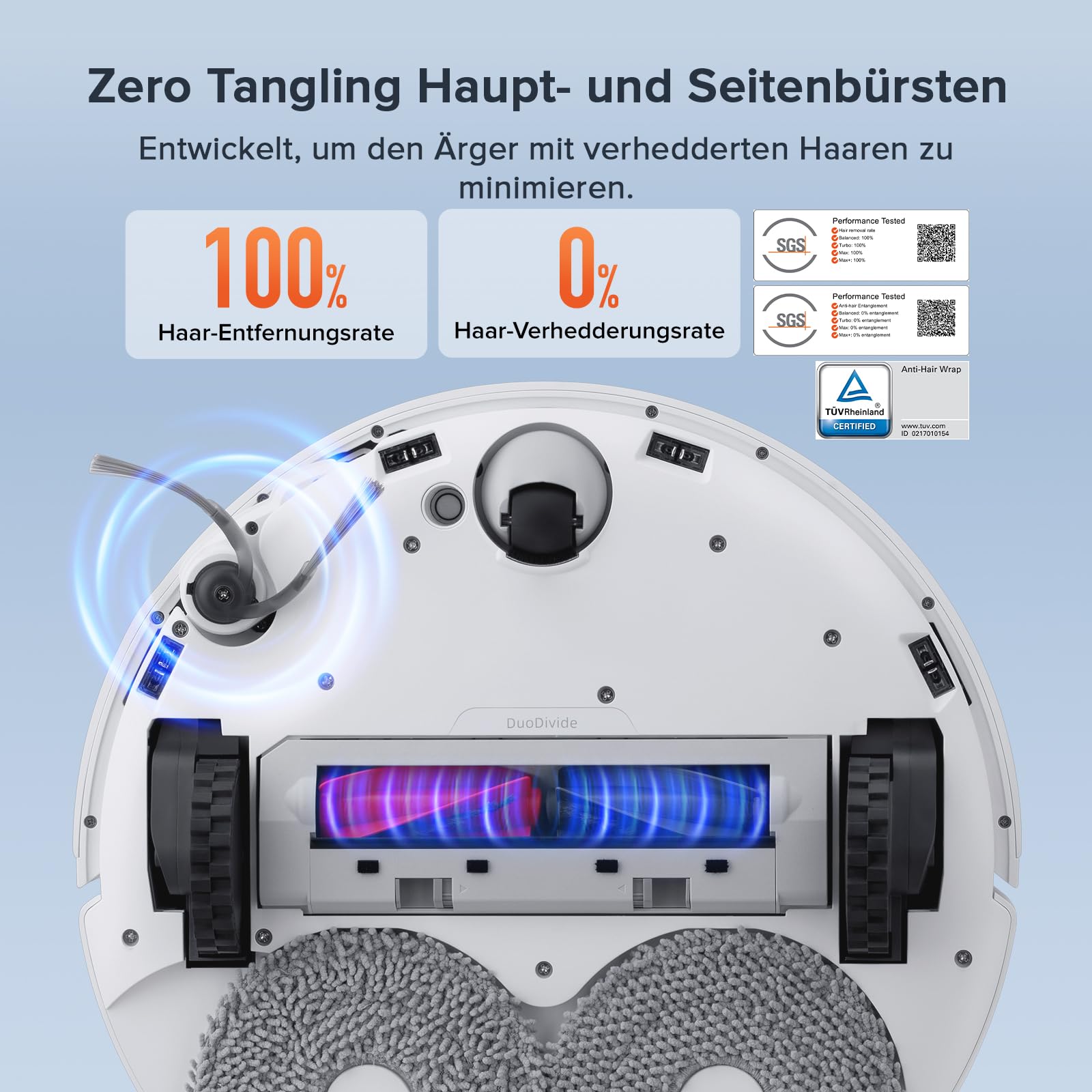 roborock Qrevo Curv S5X Saugroboter mit Saugleistung von 18.500 Pa, Dual Anti-Tangle-System, 75°C Heißwasser-Moppwäsche, Intelligente Schmutzerkennung, All-in-One-Dock (Weiß) (Generalüberholt)