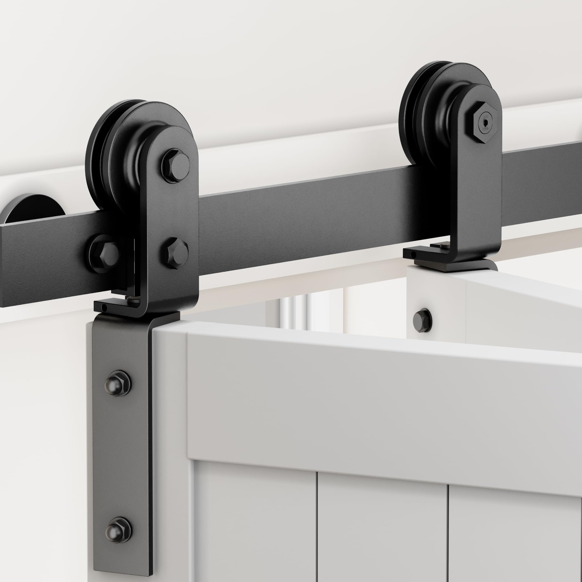 ZEKOO Bifold Barn Door Hardware: 36 inch Bi-fold Sliding Barn Door Hardware Track Kit for 32" Closet Doors - Easy Assembly Smoothly Quietly I Shape Side Mount and Top Mount Slide Roller- No Doors