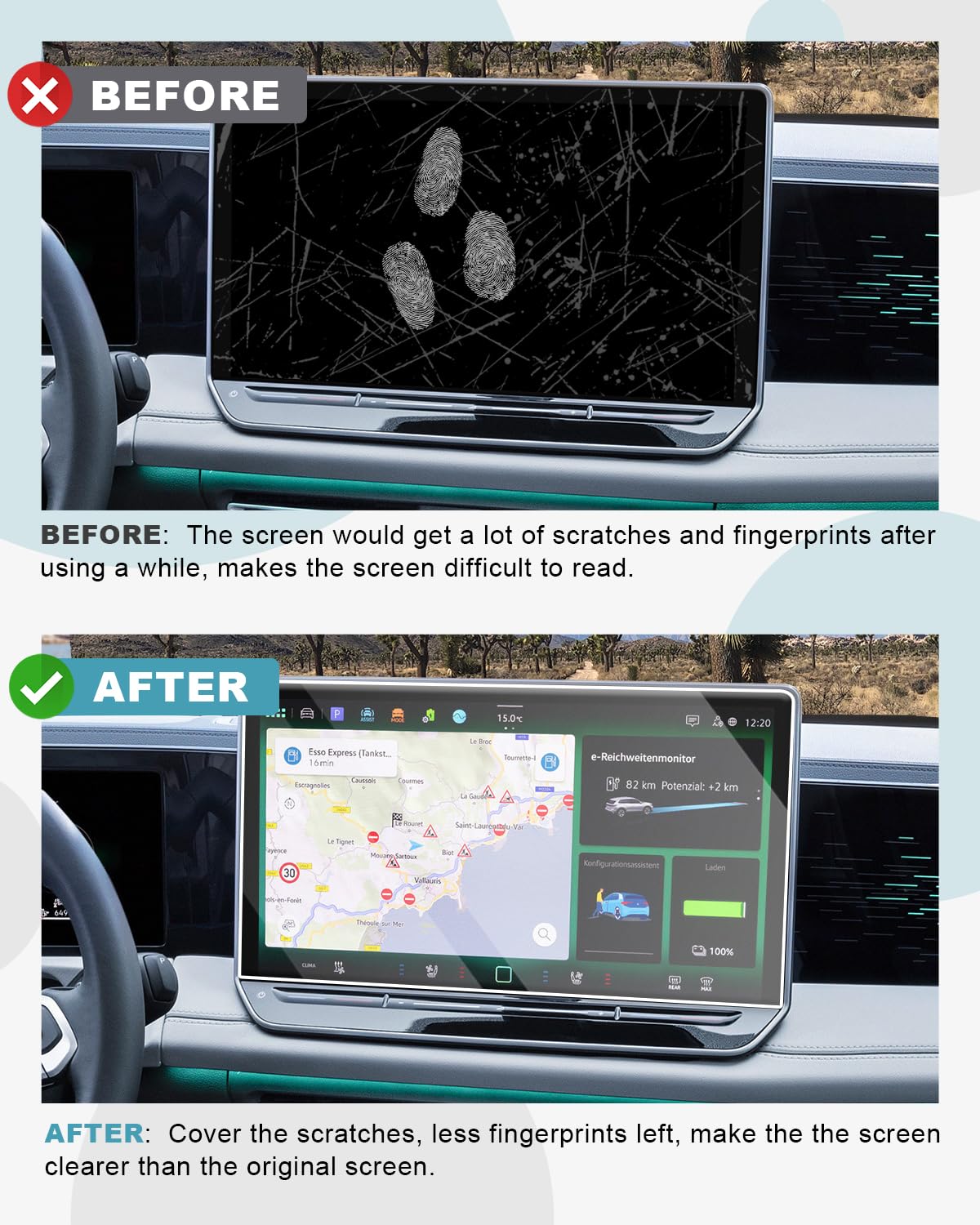 CDEFG Compatible con Cupra Formentor/Leon MK4/Cupra Terramar 2025 2024 Facelift Navigation Protector de Pantalla de Cristal Templado Resistente a los arañazos 12,9 pulgadas GPS Protector de Pantalla