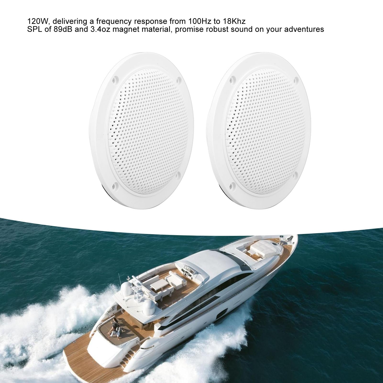 Garsent 4 Zoll wasserdichte Marine-Deckenlautsprecher mit 120 Watt Leistung, Handhabung für Küche, Badezimmer, Boot, Auto, Wohnmobil, Wohnmobil, Motorrad, Stoffumrandung und Flaches Design