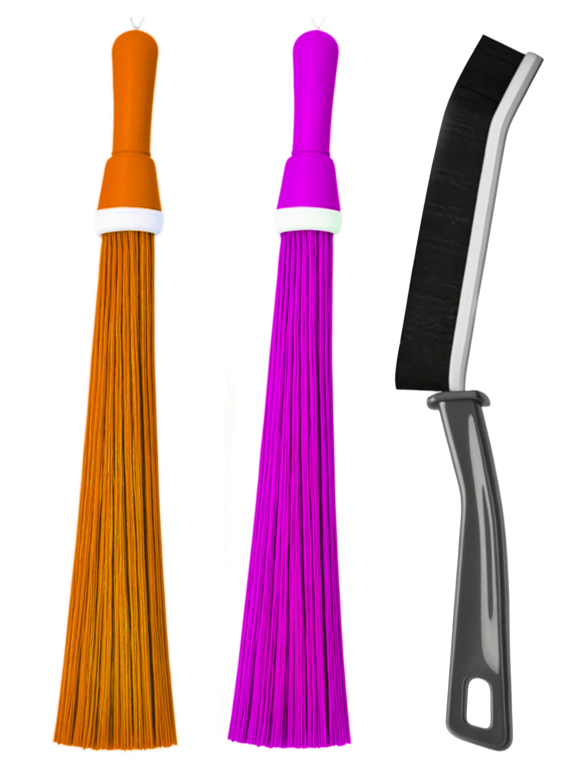 2 Plastic Jhadu with 60 Stick Fiber & 22 Inch Long Handle | 1 pc Gap Cleaning Brush | Ideal Plastic Broom for Bathroom Tiles, Toilet & Balcony | Heavy Plastic Broom Kharata (Multicolor)-image-49