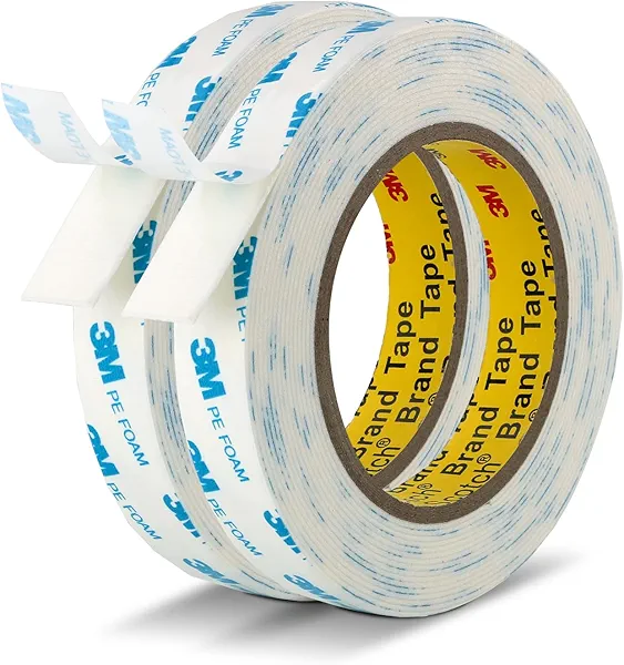 Double Sided Tape Strong Foam Tape 3/4" x 18Ft Made of 3M Heavy Duty Mounting Tape Waterproof PE Foam Adhesive Strips for Posters Alarm Sensors Window Shades and Other Home Office Deco (Pack of 2)