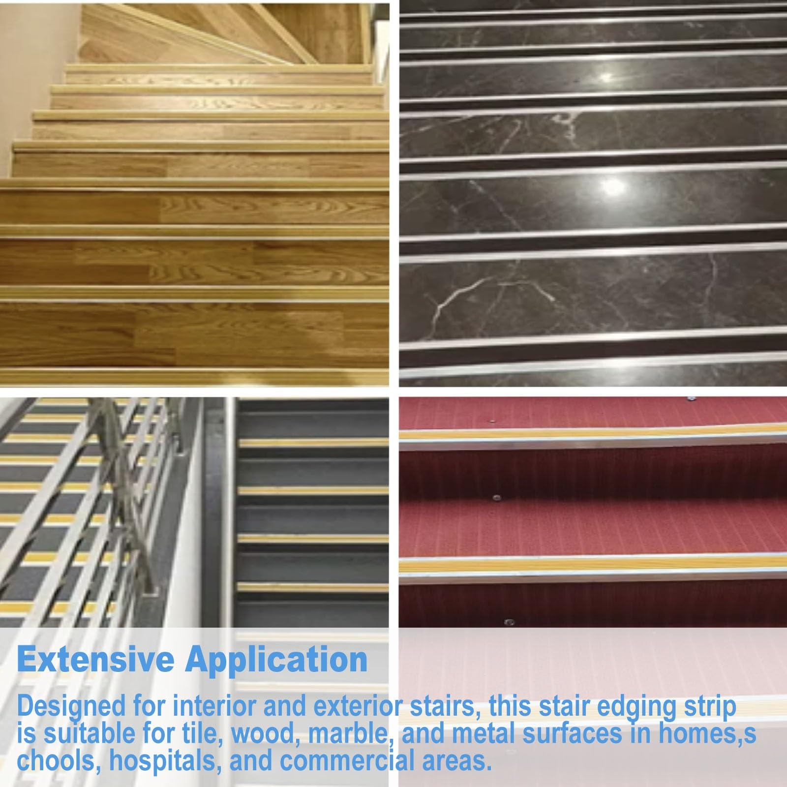 Perfil Protector de Escalera Cantonera De Escalera De Aluminio Con Inserto De PVC, Moldura De Borde De Escalera Para Escalones Interiores/exteriores(L215cm/7.0ft)