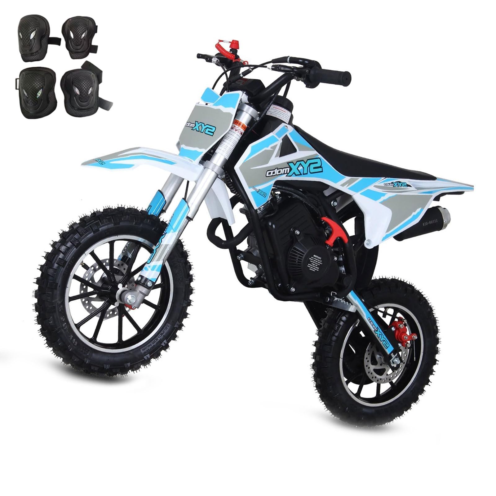 SYX MOTO 58CC 4-Stroke Kids Mini Dirt Bike, 8-14 Gas Powered Off-Road Pull Start Motorcycle Max Speed 21.75 MPH Max Load 143 LBS, Pocket Pit Trail Bikes W/EPA Approved - BlueWhite