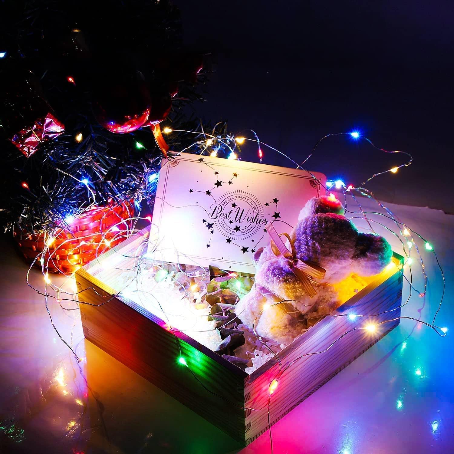 Yiaht Paquete de 12 luces de hadas que funcionan con pilas con temporizador (multicolor)