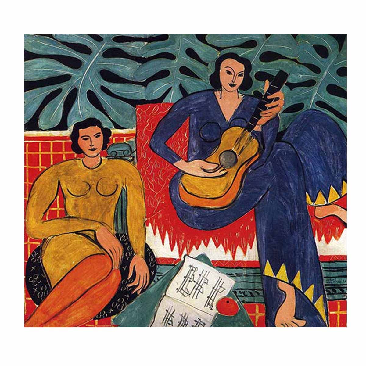 Ltt-Ydd-Ccl Henri Matisse“Música”Lienzos de Artepost impresionismo-Decoración Pared-Lienzo Pinturas Decorativo Poster Impresiones Decoración Del Hogar(46x59cm-18x23inch,Sin Marco)
