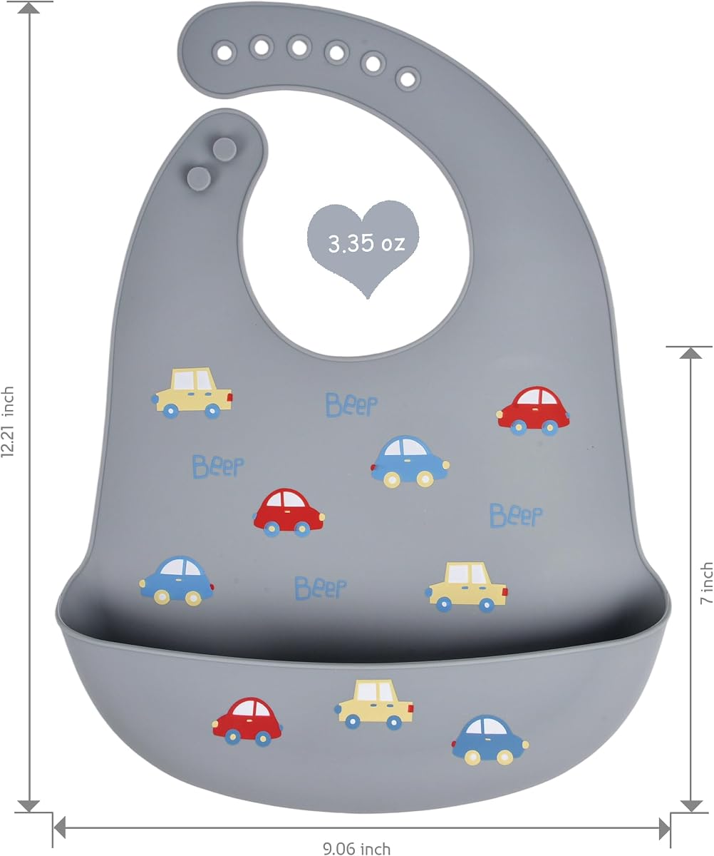 mushie Silicone Baby Bib | Adjustable Fit Waterproof Bibs (Dinosaurs) view 2